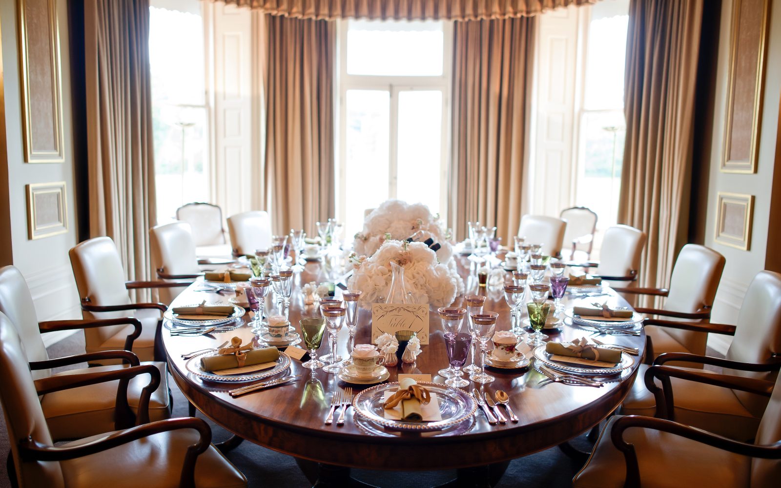 Intimate dining in The Shell Room at Fetcham Park event spaces in Leatherhead